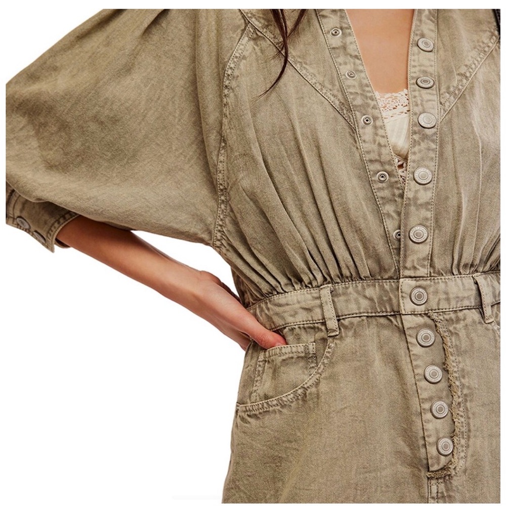 Free People Mad Love Gray/green Midi Dress - Picture 3 of 8